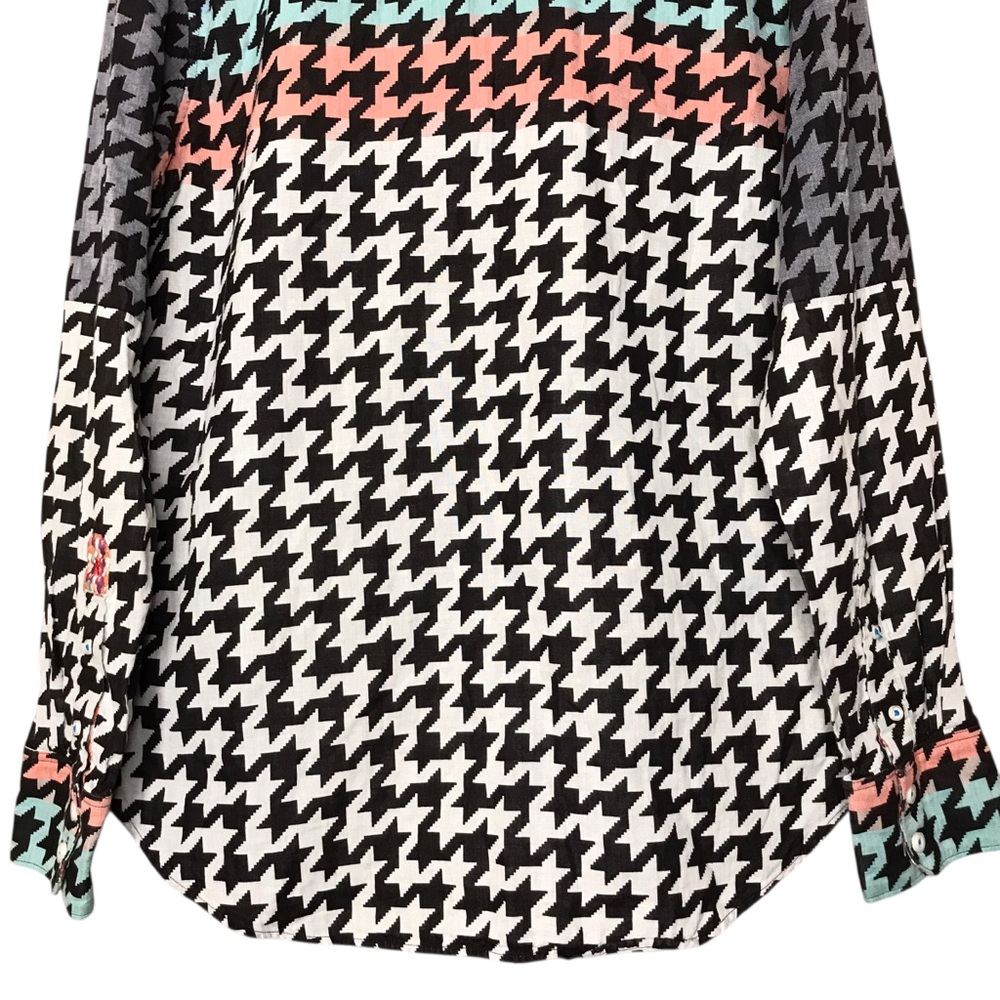 Robert Graham Multicolour Houndstooth Button Front Shirt Long Sleeve Men's Large - Picture 7 of 15